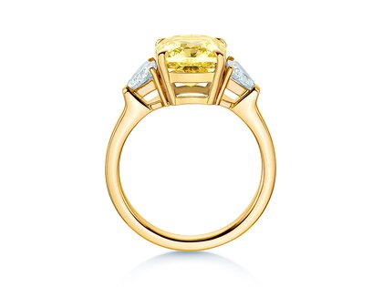 Verlovingsring Fancy Yellow Trillion Radiance in 14K geelgoud met diamanten 4,20ct G/SI