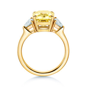 Verlovingsring Fancy Yellow Trillion Radiance in 14K geelgoud met diamanten 4,20ct G/SI