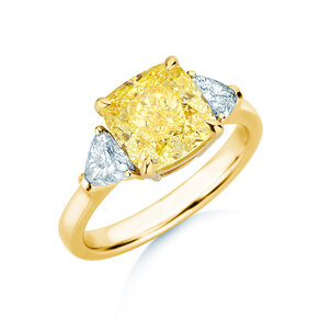 Verlovingsring Fancy Yellow Trillion Radiance in 14K geelgoud met diamanten 4,20ct G/SI