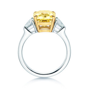 Verlovingsring Fancy Yellow Trillion Radiance in 9K witgoud met diamanten 4,20ct G/SI