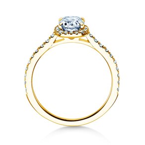 Verlovingsring Halo Cushion Pavé in 9K geelgoud met Lab-grown diamanten 1,30ct E/VS