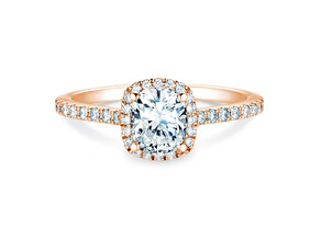 Verlovingsring Halo Cushion Pavé in 9K roségoud met diamanten 0,80ct G/SI