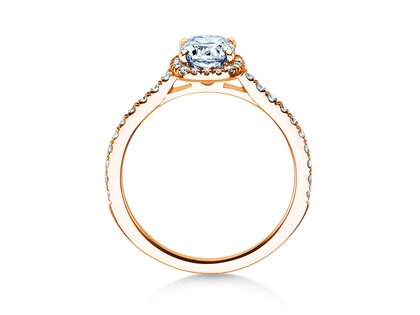 Verlovingsring Halo Cushion Pavé in 9K roségoud met diamanten 0,80ct G/SI