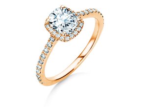 Verlovingsring Halo Cushion Pavé in 9K roségoud met diamanten 0,80ct G/SI