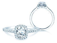 Verlovingsring Halo Cushion Pavé