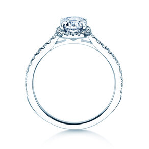 Verlovingsring Halo Cushion Pavé in 14K witgoud met diamanten 1,30ct G/SI