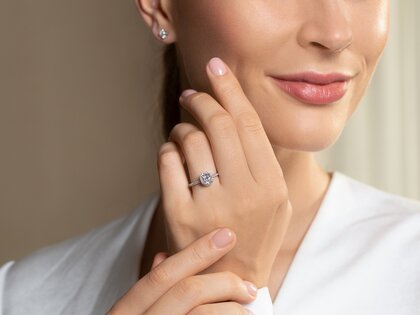 Verlovingsring Halo Cushion Pavé in 9K geelgoud met Lab-grown diamanten 1,30ct E/VS
