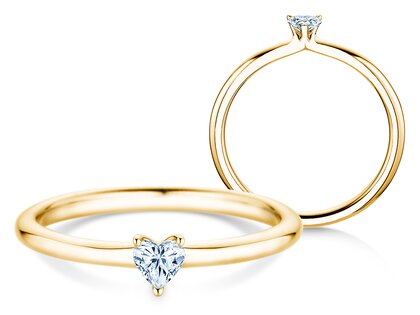 Verlovingsring Heart Clean in 14K geelgoud met diamant 0,16ct G/SI