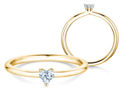 Verlovingsring Heart Clean in 18K geelgoud met diamant 0,16ct G/SI