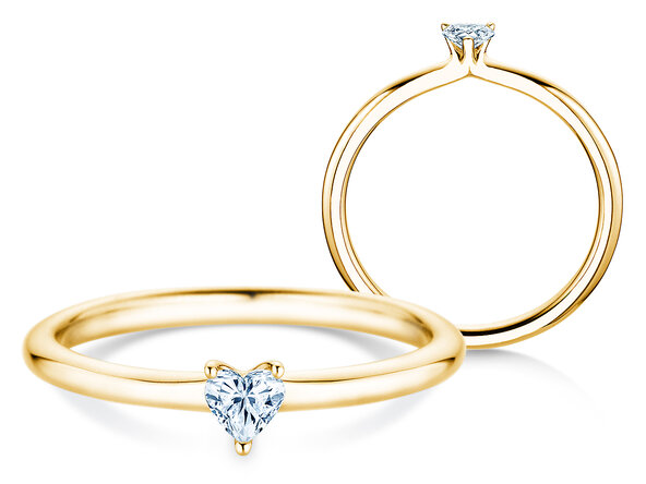 Verlovingsring Heart Clean in 14K geelgoud met diamant 0,16ct G/SI