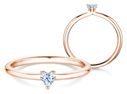 Verlovingsring Heart Clean in 14K roségoud met diamant 0,16ct G/SI