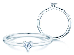 Verlovingsring Heart Clean in 9K witgoud met diamant 0,23ct G/SI