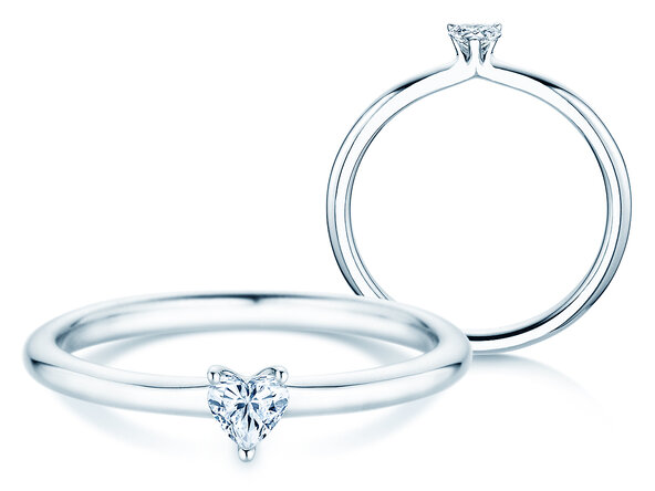 Verlovingsring Heart Clean in 14K witgoud met diamant 0,16ct G/SI