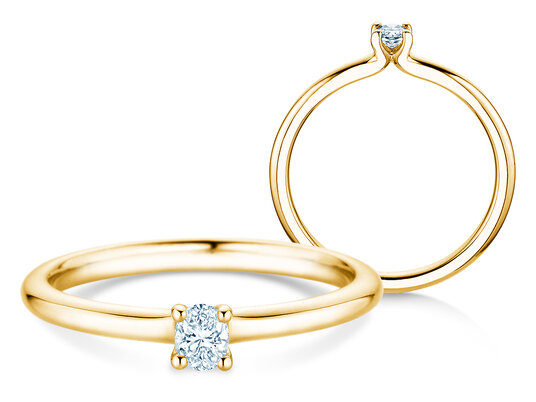 Verlovingsring Oval Clean in 14K geelgoud met diamant 0,08ct G/SI