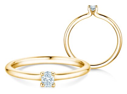Verlovingsring Oval Clean in 14K geelgoud met diamant 0,08ct G/SI