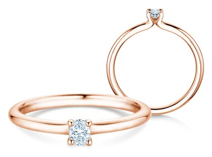Verlovingsring Oval Clean in 14K roségoud met diamant 0,08ct G/SI