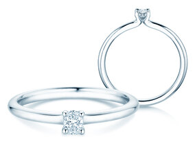 Verlovingsring Oval Clean in 9K witgoud met diamant 0,23ct G/SI