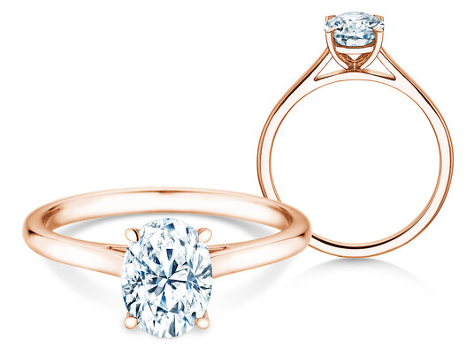 Verlovingsring Oval Cut in 9K witgoud met diamant 0,25ct G/SI