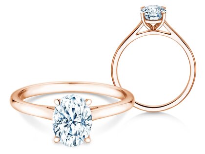 Verlovingsring Oval Cut in 18K roségoud met Lab-grown diamant 1,00ct E/VS