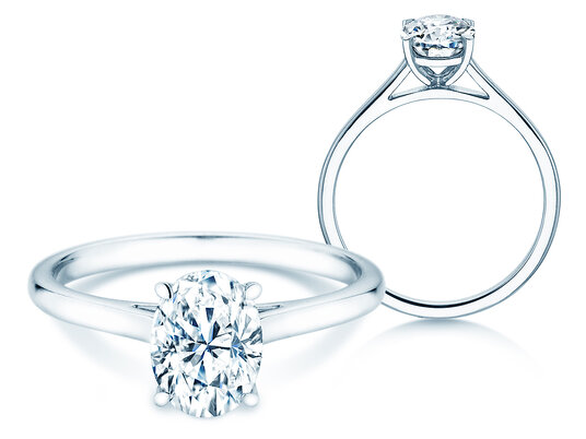 Verlovingsring Oval Cut in 14K witgoud met diamant 2,00ct G/SI