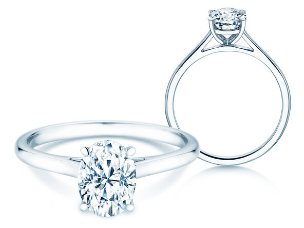 Verlovingsring Oval Cut in 14K witgoud met diamant 2,00ct G/SI