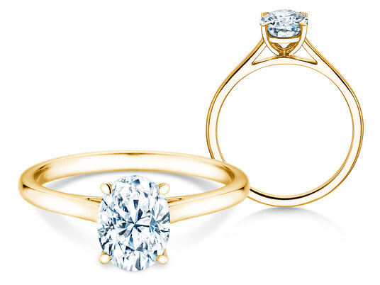Verlovingsring Oval Cut in 9K geelgoud met Lab-grown diamant 0,50ct E/VS