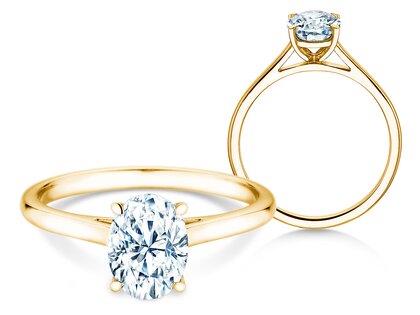 Verlovingsring Oval Cut in 9K geelgoud met Lab-grown diamant 0,50ct E/VS