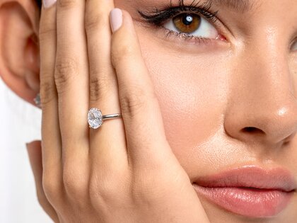 Verlovingsring Oval Cut in 14K witgoud met diamant 2,00ct G/SI
