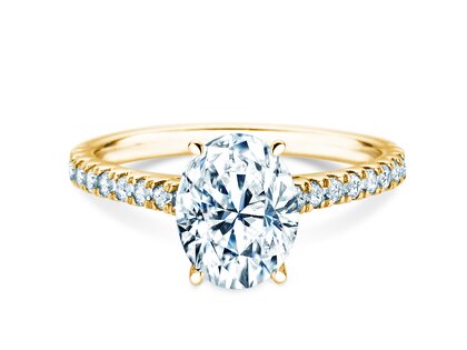 Verlovingsring Oval Hidden Halo Pavé in 9K geelgoud met Lab-grown diamanten 0,50ct E/VS
