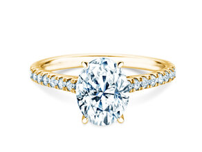 Verlovingsring Oval Hidden Halo Pavé in 9K geelgoud met Lab-grown diamanten 0,50ct E/VS