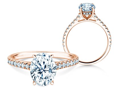 Verlovingsring Oval Hidden Halo Pavé in 9K roségoud met Lab-grown diamanten 2,36ct