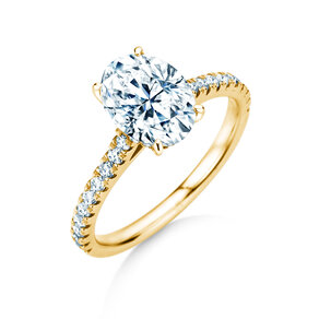 Verlovingsring Oval Hidden Halo Pavé in 9K geelgoud met Lab-grown diamanten 0,50ct E/VS