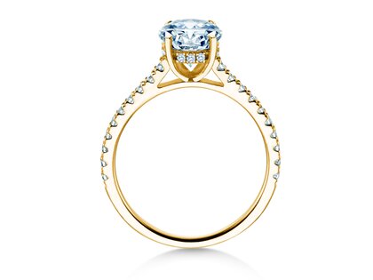 Verlovingsring Oval Hidden Halo Pavé in 9K geelgoud met Lab-grown diamanten 0,50ct E/VS