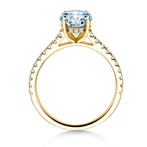 Verlovingsring Oval Hidden Halo Pavé in 9K geelgoud met Lab-grown diamanten 0,50ct E/VS