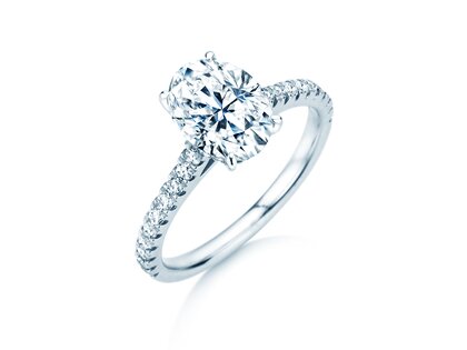 Verlovingsring Oval Hidden Halo Pavé in 14K witgoud met Lab-grown diamanten 0,50ct E/VS