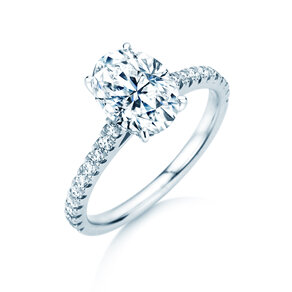 Verlovingsring Oval Hidden Halo Pavé in 14K witgoud met Lab-grown diamanten 0,50ct E/VS