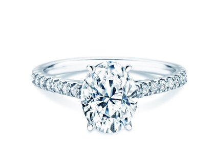 Verlovingsring Oval Hidden Halo Pavé in 14K witgoud met Lab-grown diamanten 0,50ct E/VS
