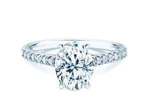 Verlovingsring Oval Hidden Halo Pavé in 14K witgoud met Lab-grown diamanten 0,50ct E/VS