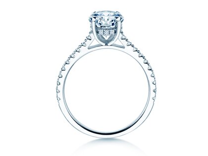 Verlovingsring Oval Hidden Halo Pavé in 14K witgoud met Lab-grown diamanten 0,50ct E/VS