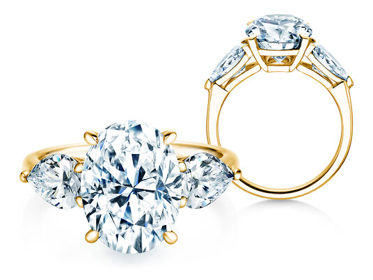 Verlovingsring Oval Pear Cut in 9K geelgoud met Lab-grown diamanten 0,49ct E/VS