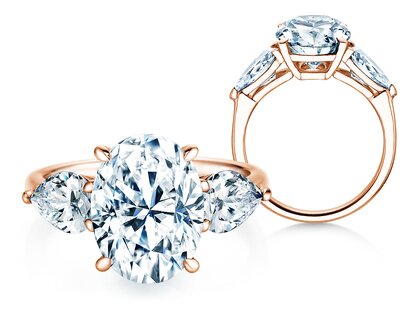 Verlovingsring Oval Pear Cut in 9K roségoud met Lab-grown diamanten 1,50ct