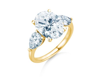 Verlovingsring Oval Pear Cut in 9K geelgoud met Lab-grown diamanten 0,49ct E/VS
