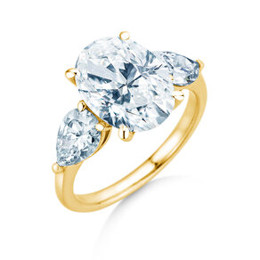Verlovingsring Oval Pear Cut in 9K geelgoud met Lab-grown diamanten 0,49ct E/VS