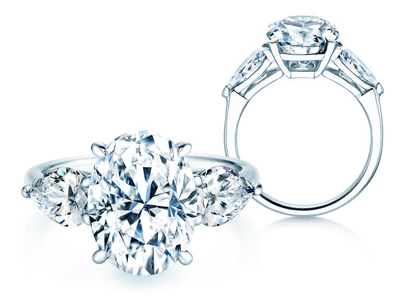 Verlovingsring Oval Pear Cut in 14K witgoud met diamanten 0,82ct G/SI