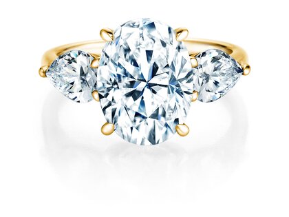 Verlovingsring Oval Pear Cut in 9K geelgoud met Lab-grown diamanten 0,49ct E/VS