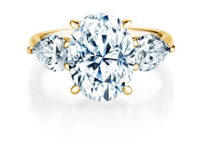 Verlovingsring Oval Pear Cut in 9K geelgoud met Lab-grown diamanten 0,49ct E/VS
