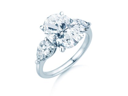 Verlovingsring Oval Pear Cut in 14K witgoud met diamanten 0,82ct G/SI