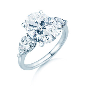 Verlovingsring Oval Pear Cut in 14K witgoud met diamanten 0,82ct G/SI
