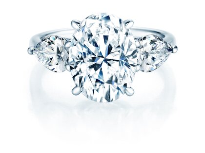 Verlovingsring Oval Pear Cut in 14K witgoud met diamanten 0,82ct G/SI