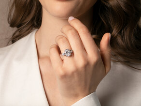 Verlovingsring Oval Pear Cut in 14K witgoud met diamanten 0,82ct G/SI